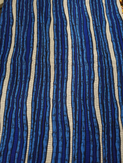 Blue, White and Black Multicolor African Ankara Fabric