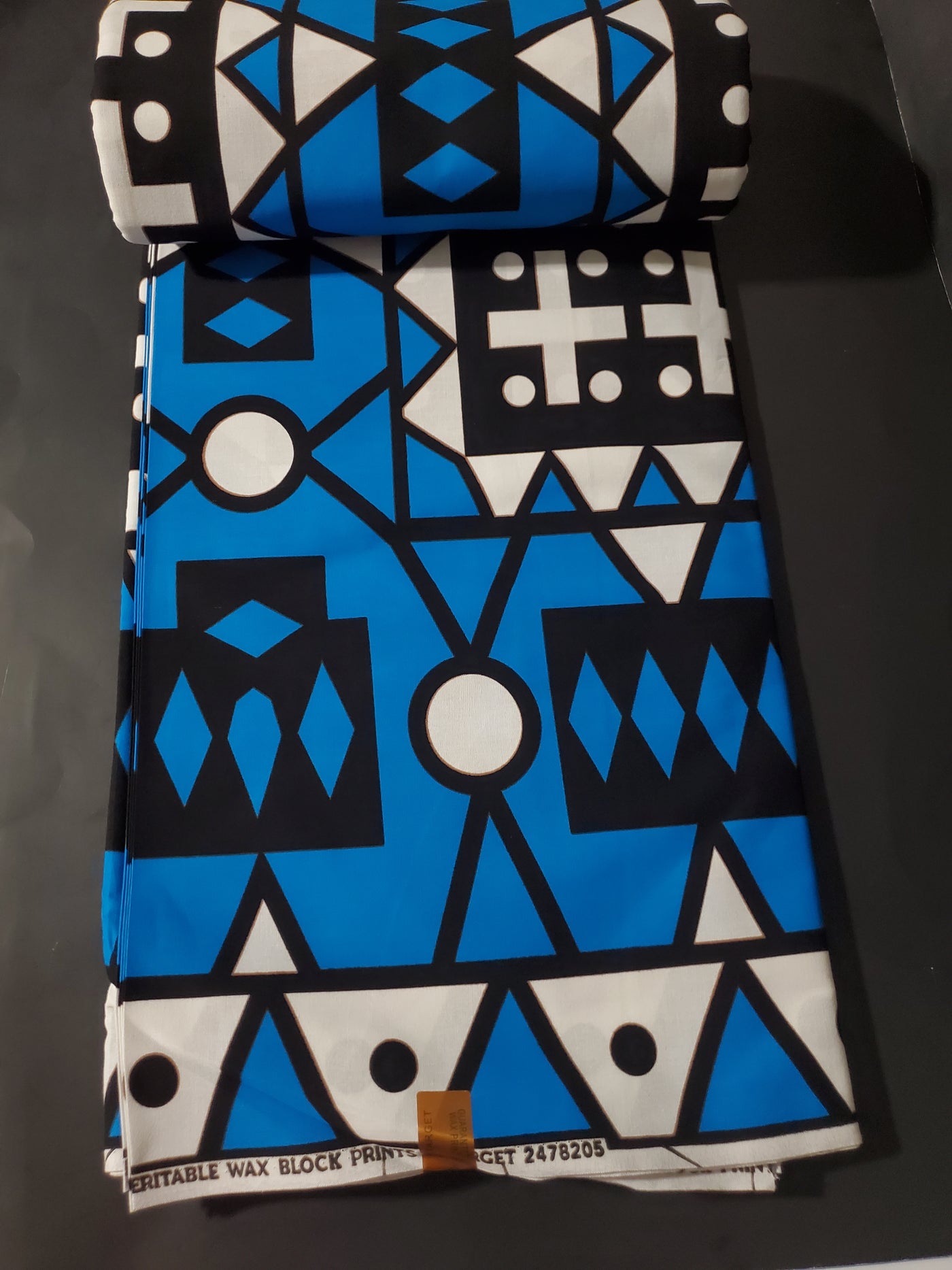Blue, White and Black Samakaka African Ankara Fabric
