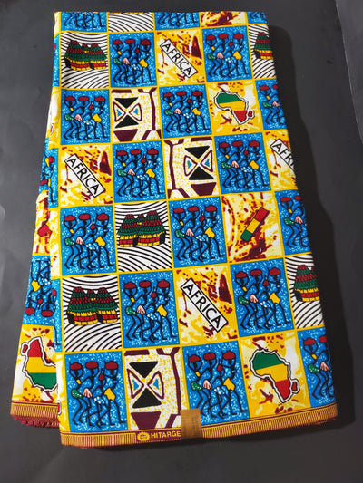 Blue and Yellow People Afriacan People Ankara Fabric