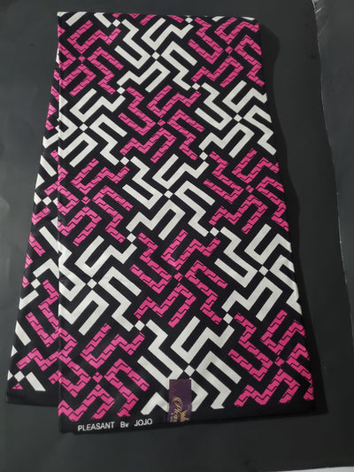 Pink, White and Black Multicolor African Ankara Fabric