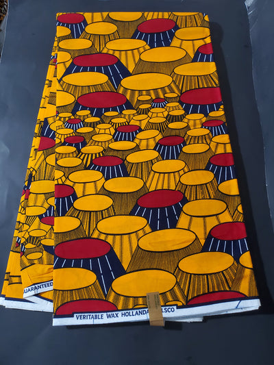 Yellow, Red and Navy Multicolor African Ankara Fabric