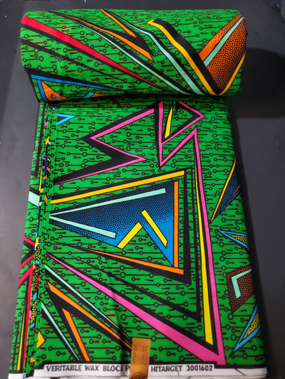 Green, Pink and Orange Multicolor African Ankara Fabric