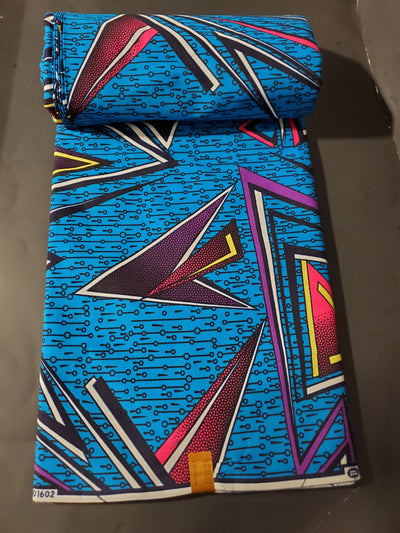 Blue and Pink Multicolor African Ankara Fabric