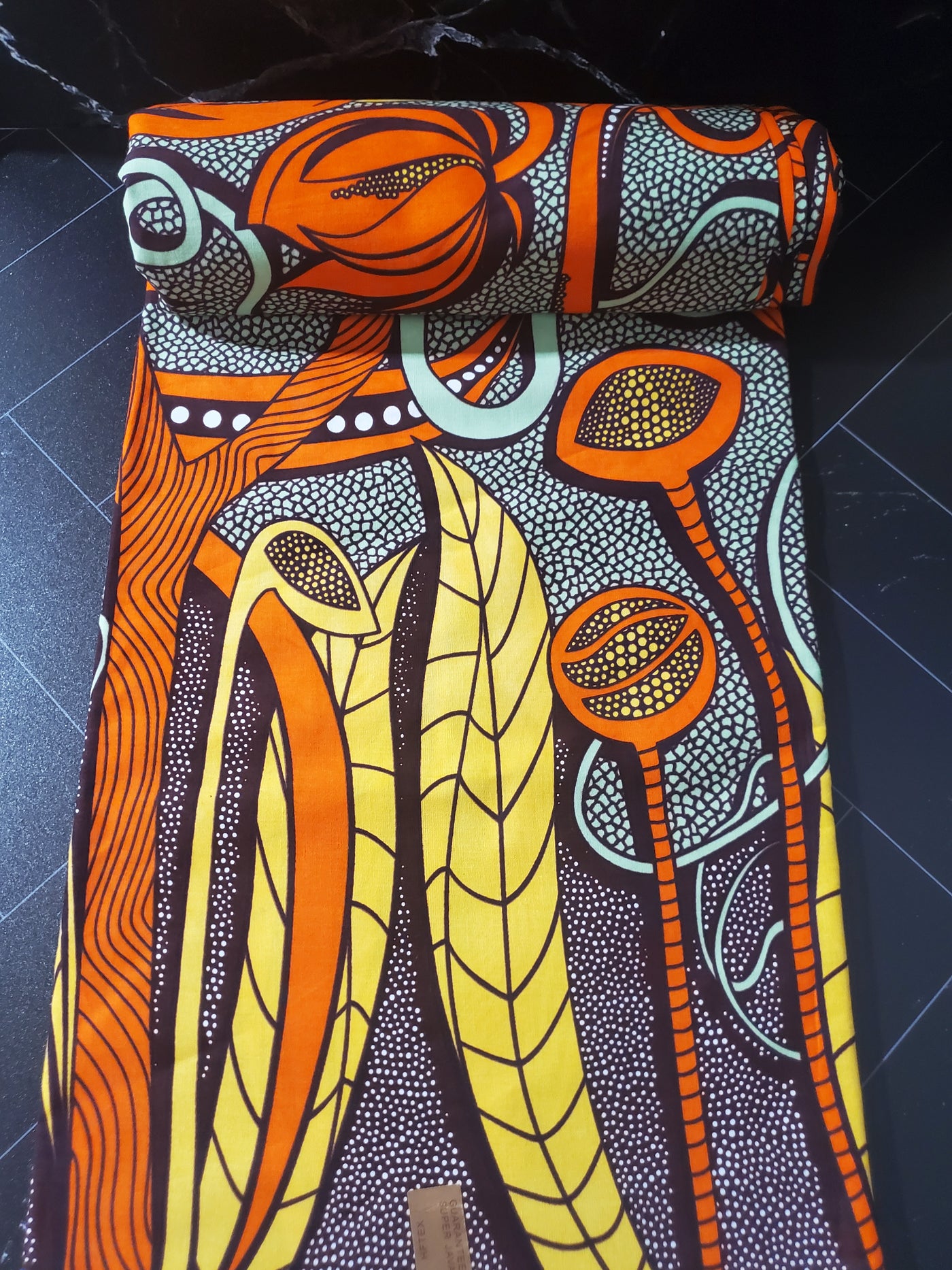 Green, Brown and Orange Multicolor African Ankara Fabric