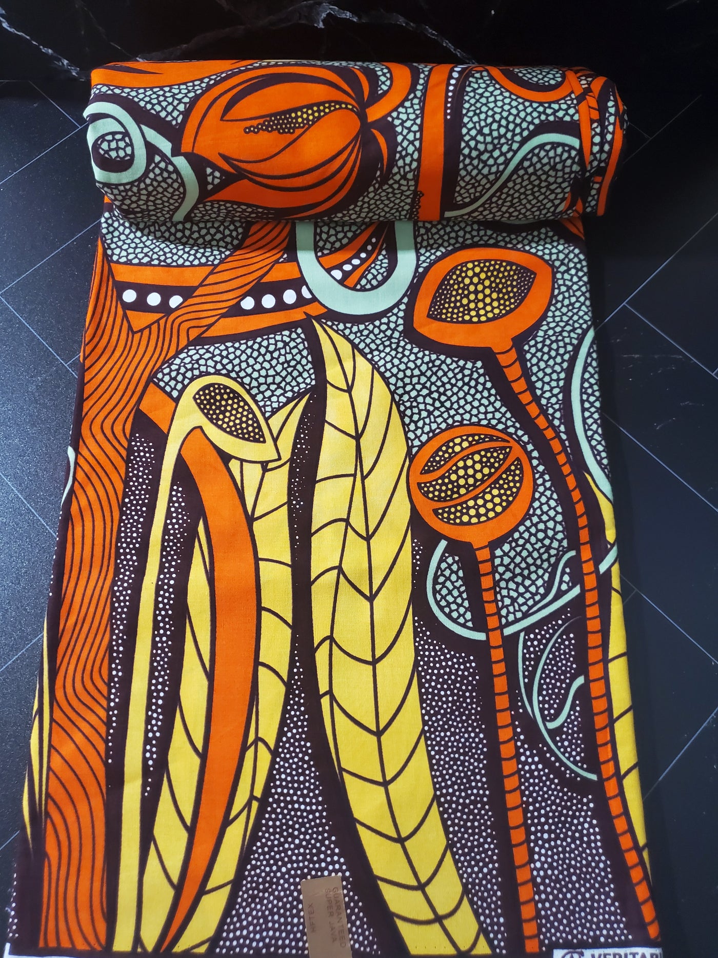 Green, Brown and Orange Multicolor African Ankara Fabric