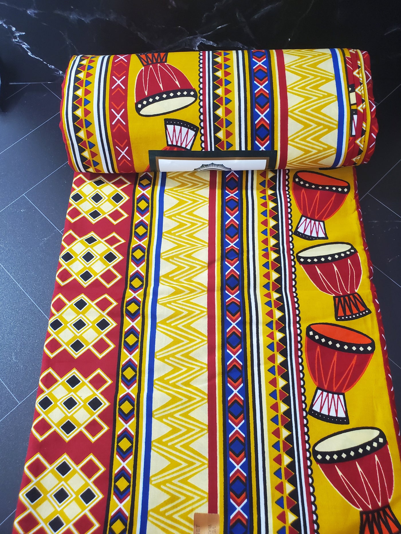 Red, Gold and Black Tribal African Ankara Fabric