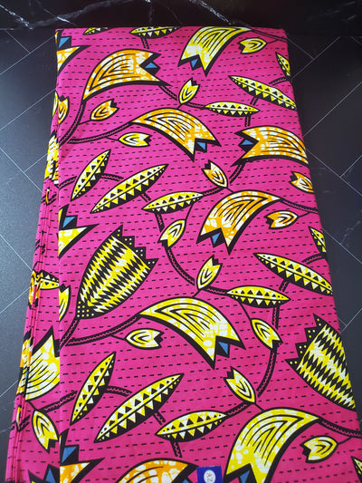 Pink and Yellow Multicolor African Ankara Fabric