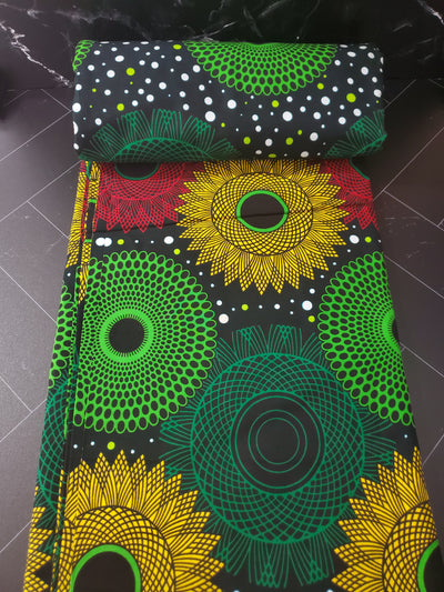 Green Multicolor African Ankara Fabric