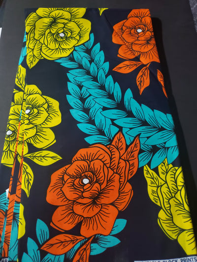 Navy Multicolor African Ankara Fabric
