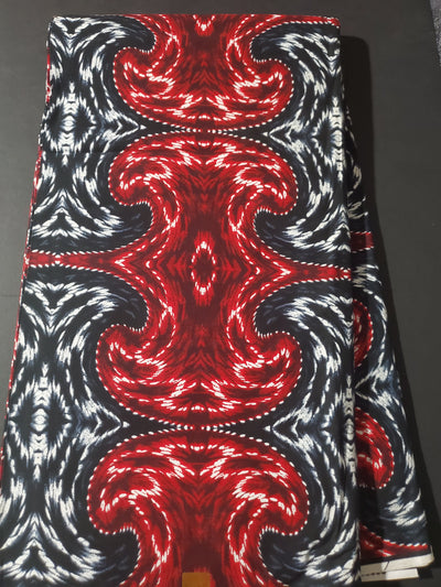 Gray and Red Multicolor African Ankara Fabric