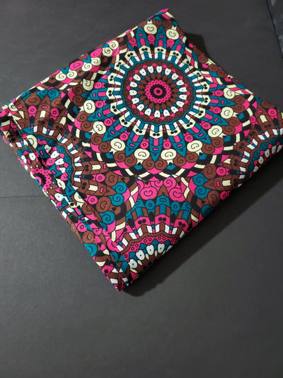 Pink and Brown African Ankara Fabric