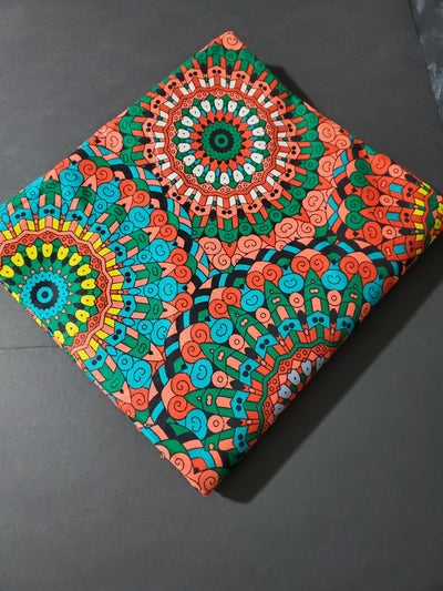 Green and Orange African Ankara Fabric