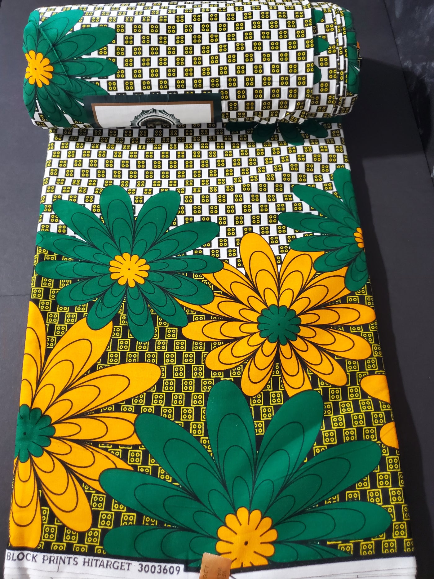 Green and Gold African Ankara Fabric