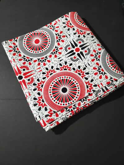 White and Red African Ankara Fabric