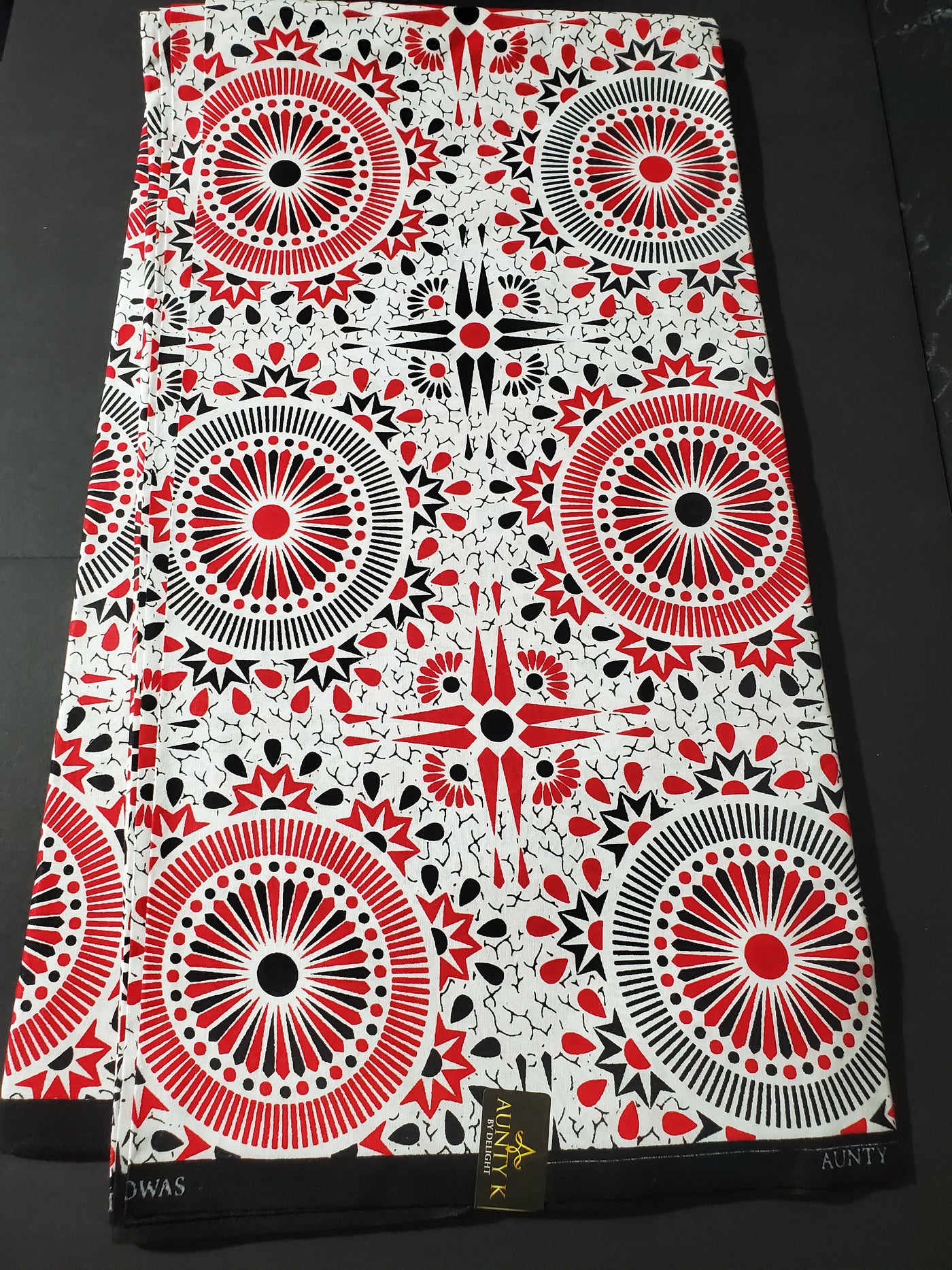 White and Red African Ankara Fabric