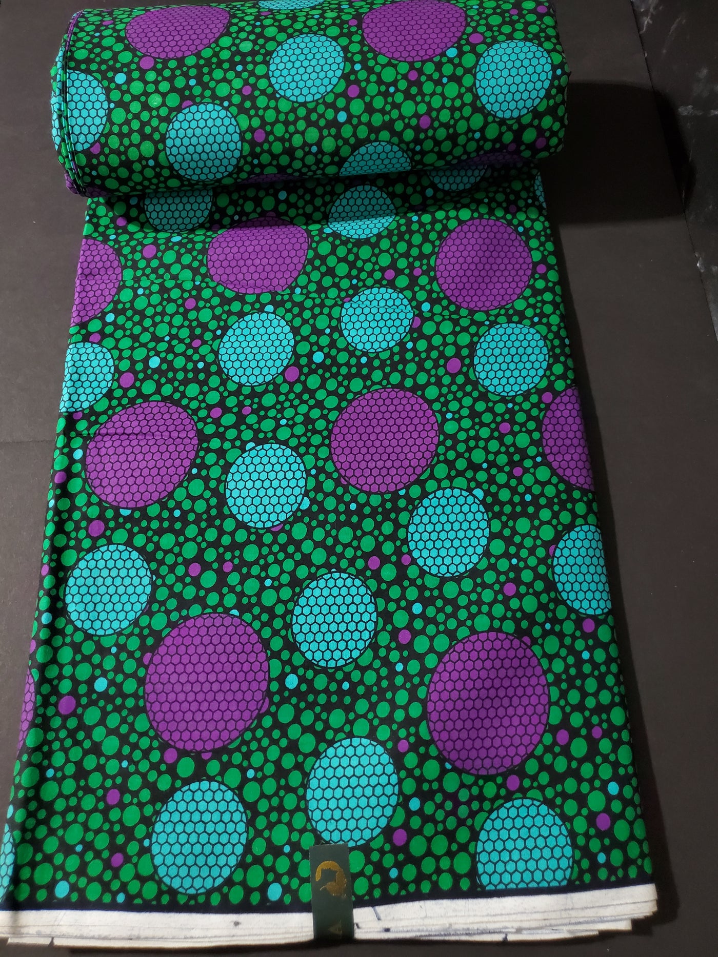 Green and Purple African Ankara Fabric