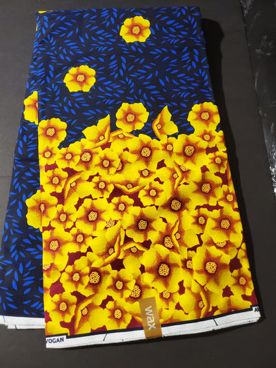Blue and Yellow African Ankara Fabric