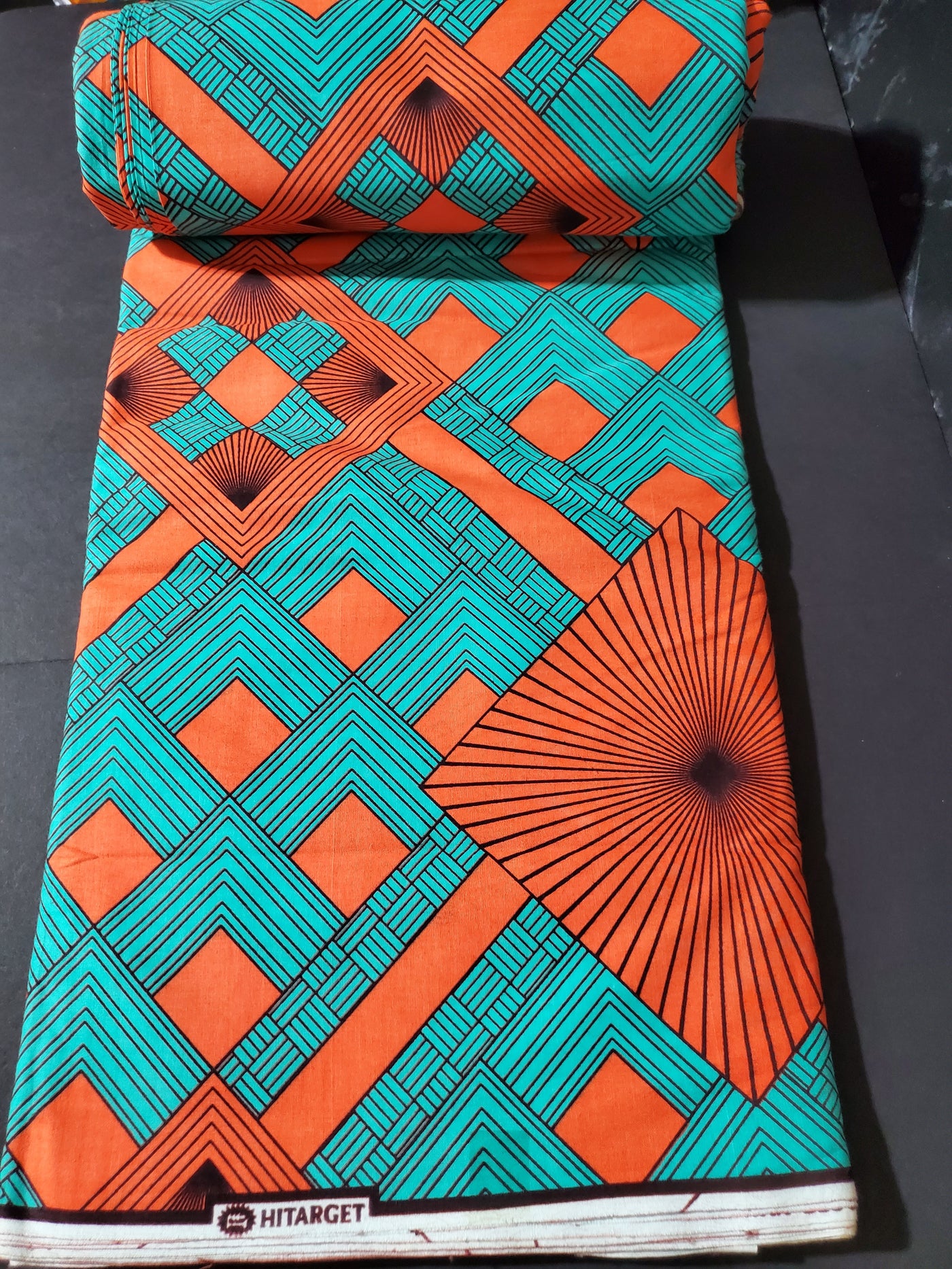 Orange and Green Multicolor African Ankara Fabric