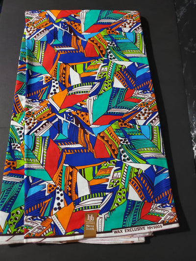 Green, Blue and Red African Ankara Fabric
