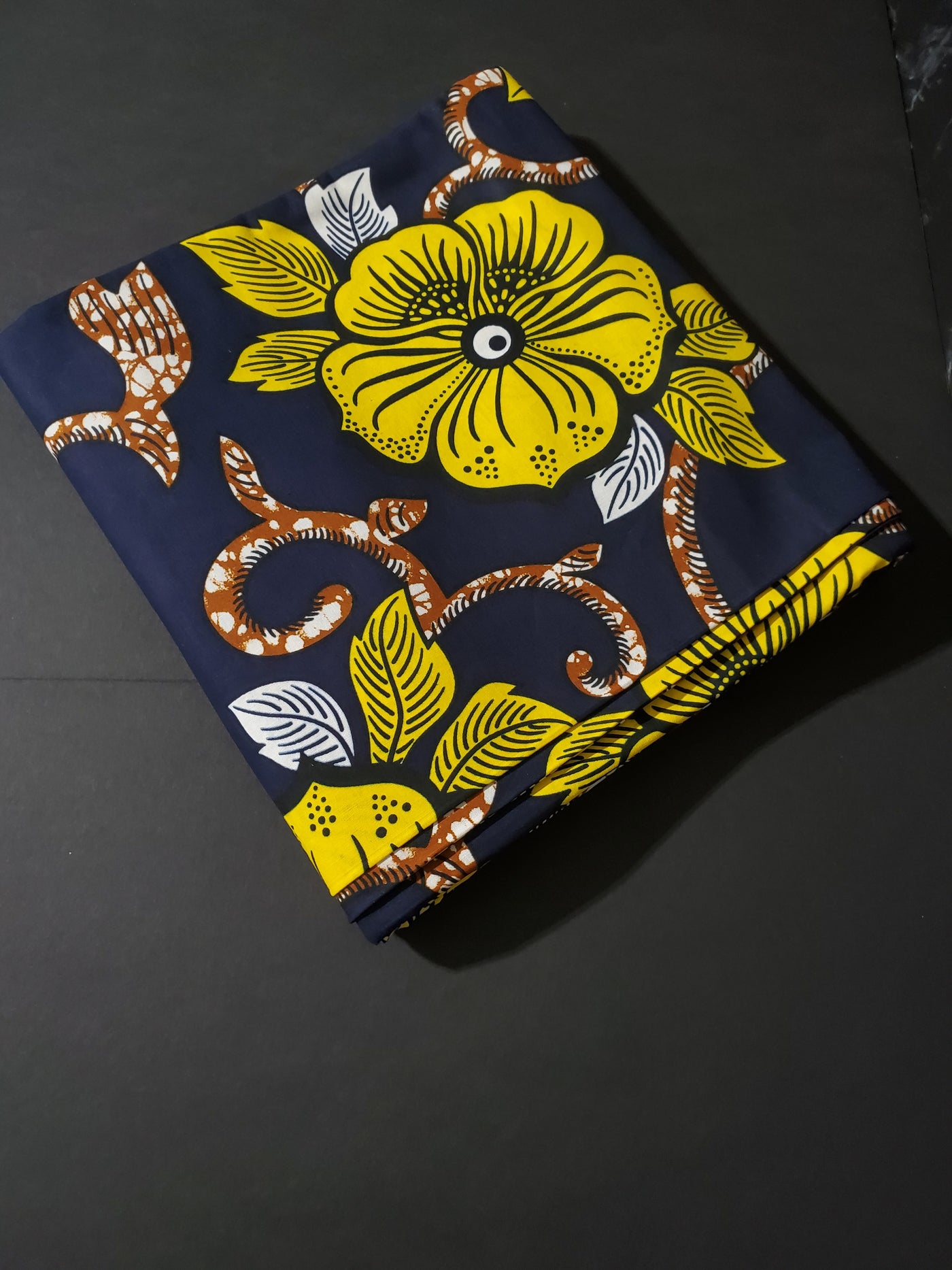 Navy and Yellow African Ankara Fabric