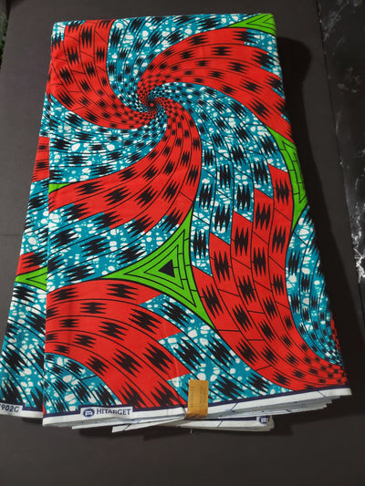 Blue and Red African Ankara Fabric