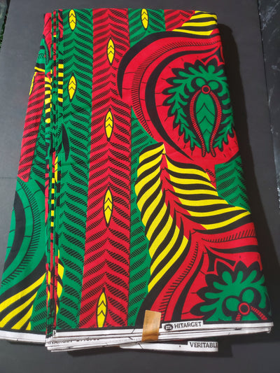 Green, Yellow and Red African Ankara Fabric