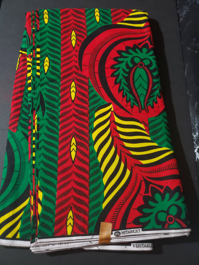 Green, Yellow and Red African Ankara Fabric
