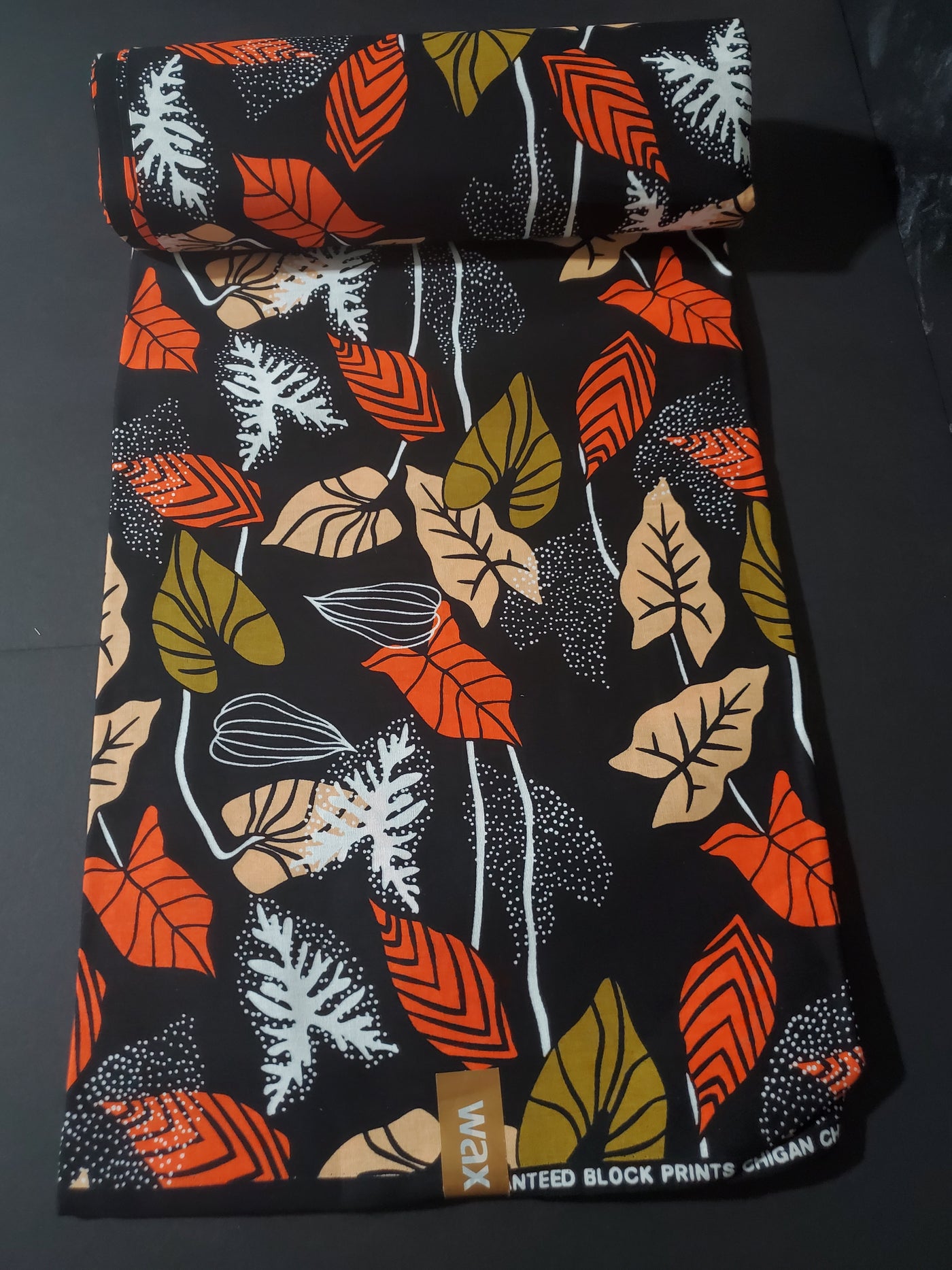 Black and Orange African Ankara Fabric