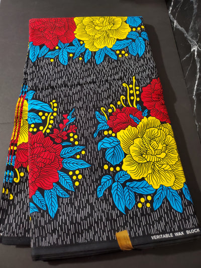 Black, Yellow and Red African Ankara Fabric