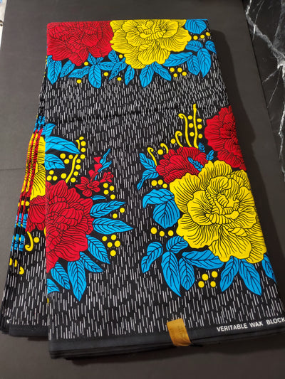 Black, Yellow and Red African Ankara Fabric