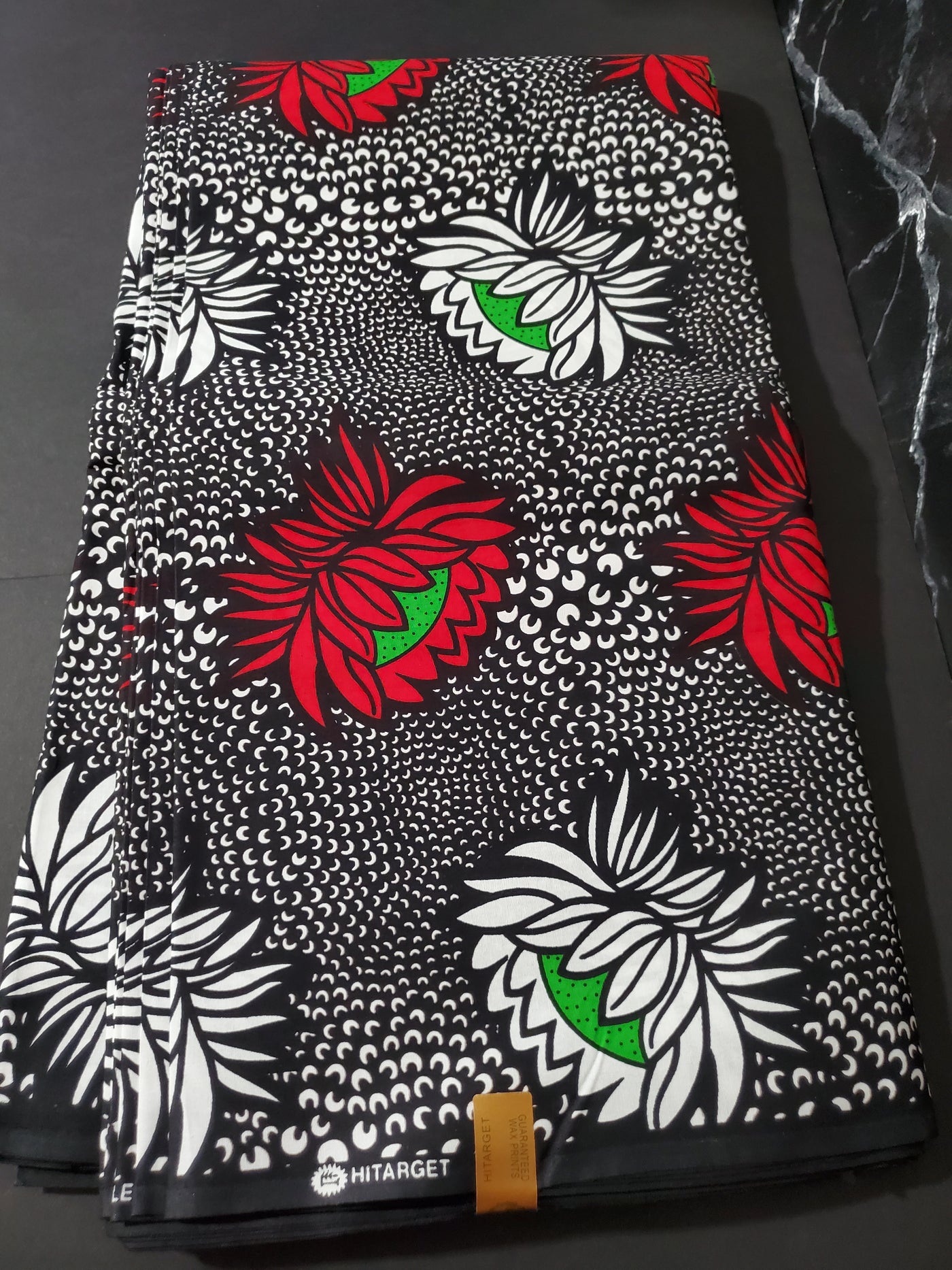 Black, White and Red African Ankara Fabric
