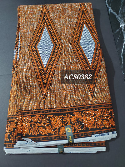 Brown and Gray Ankara Fabric, ACS0382