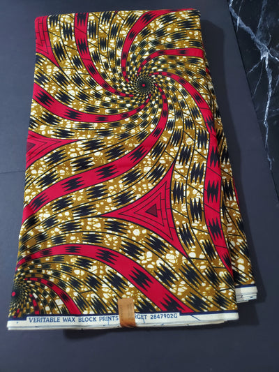 Brown and Red African Ankara Fabric