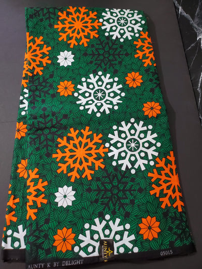 Green and Orange African Ankara Fabric
