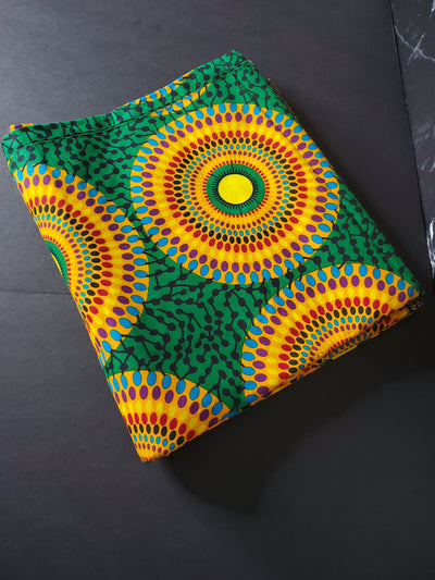 Green and Yellow African Ankara Fabric