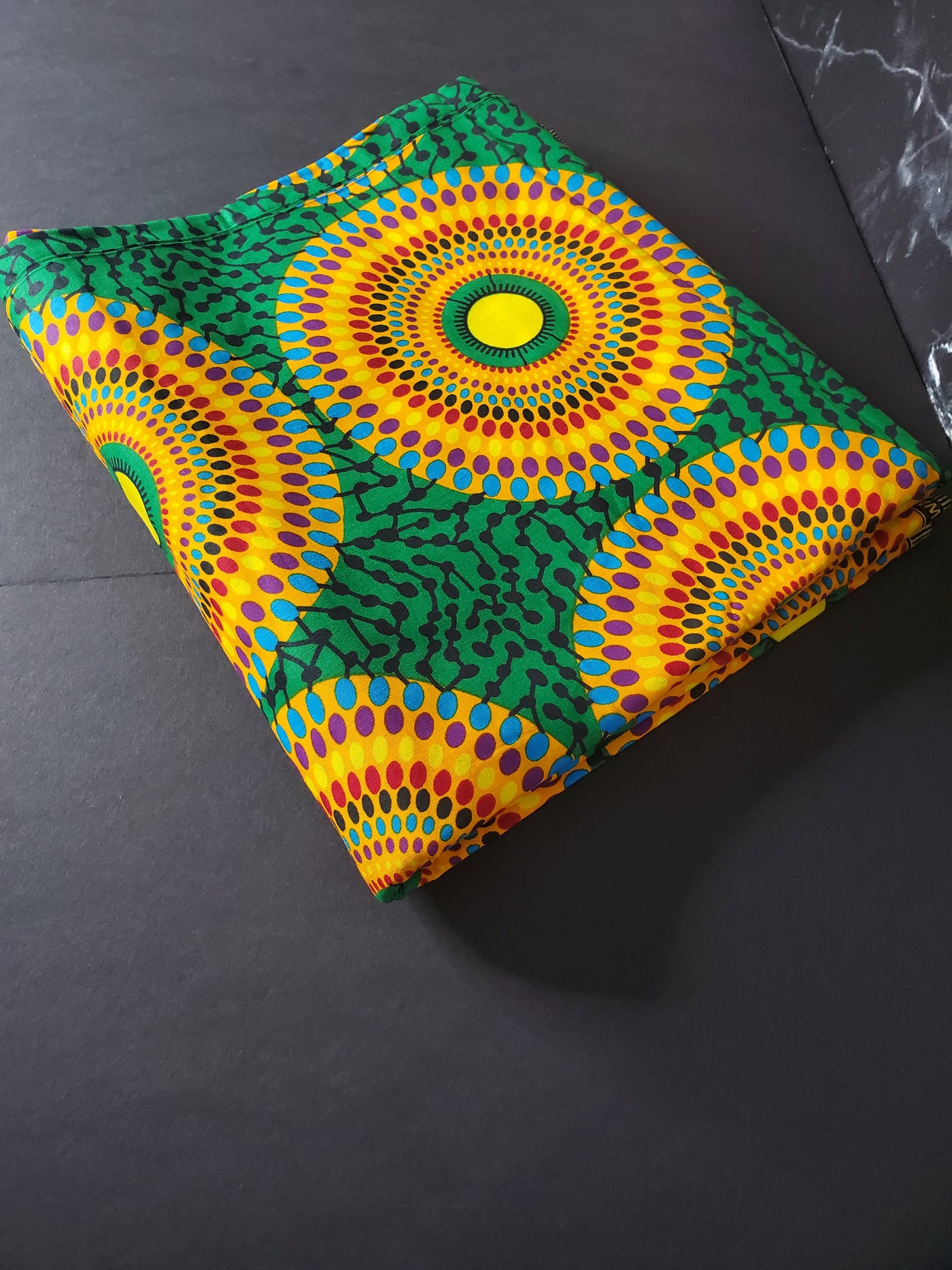 Green and Yellow African Ankara Fabric