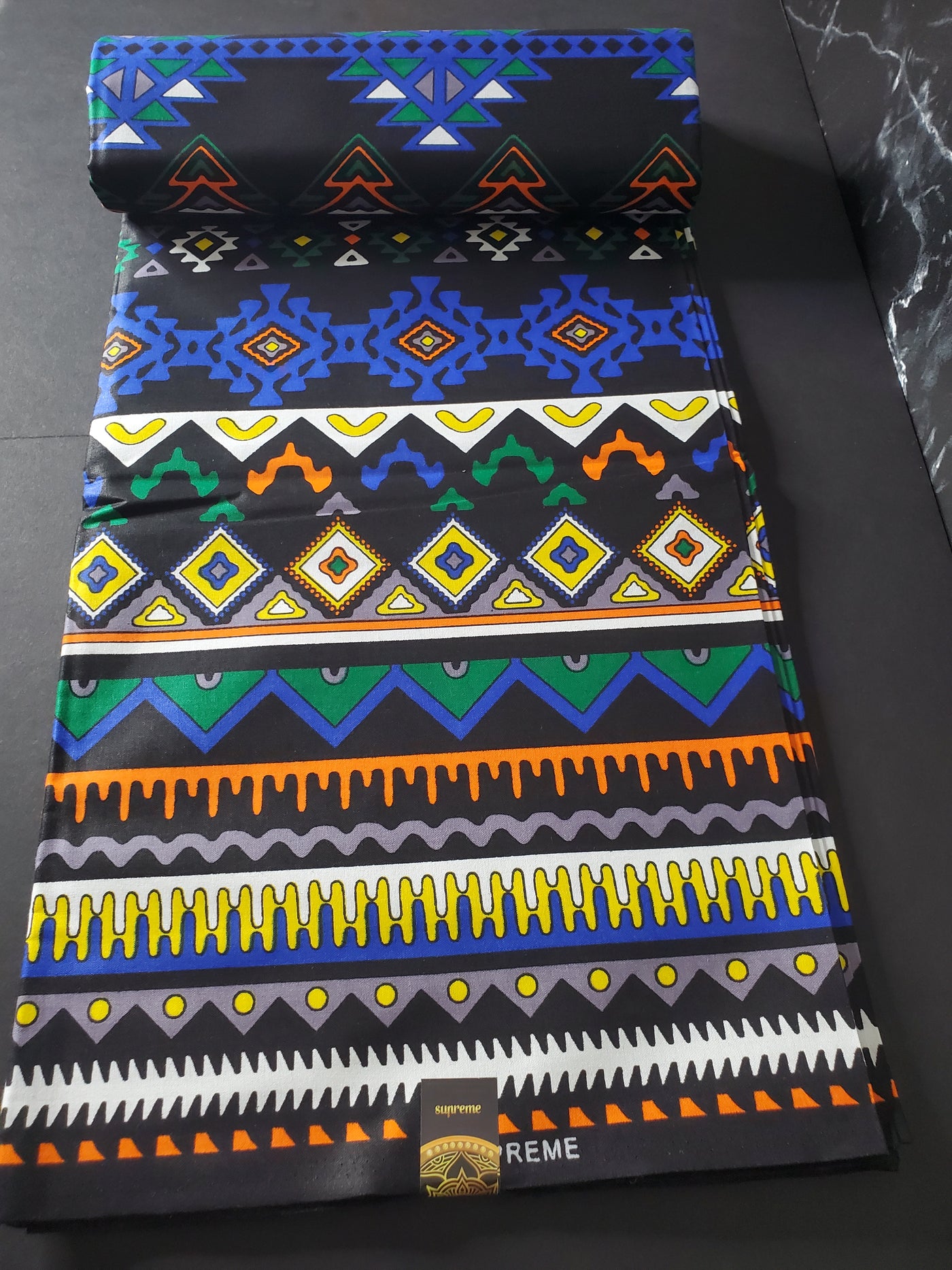 Black and Blue African Ankara Fabric