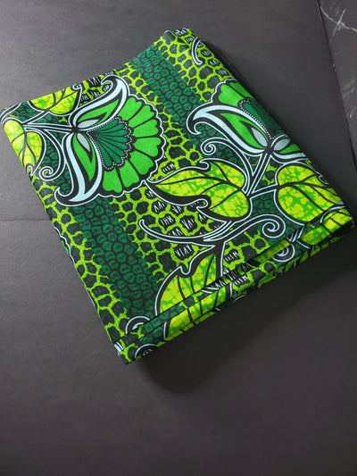 Green and Black African Ankara Fabric