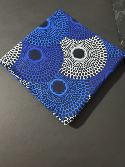 Blue and Black and African Ankara Print Fabric