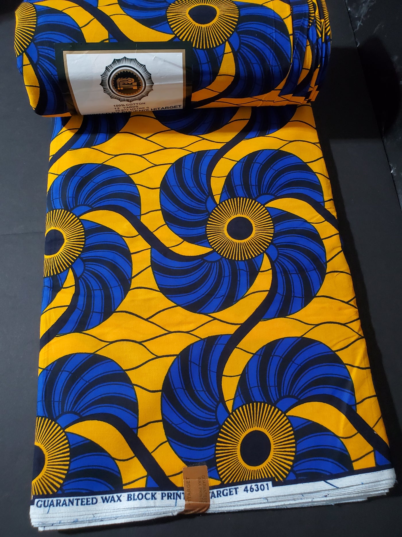 Yellow and Blue African Ankara Fabric