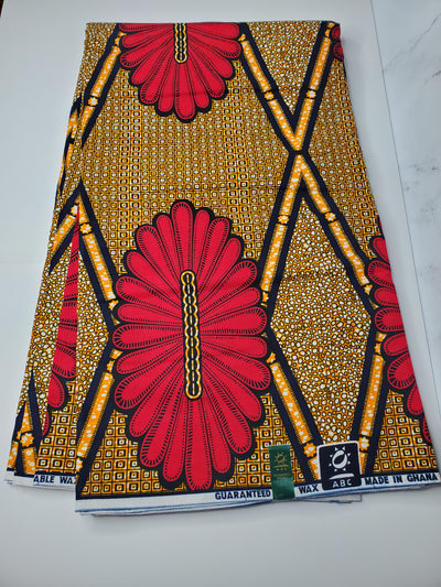 Orange and Red African Ankara Fabric