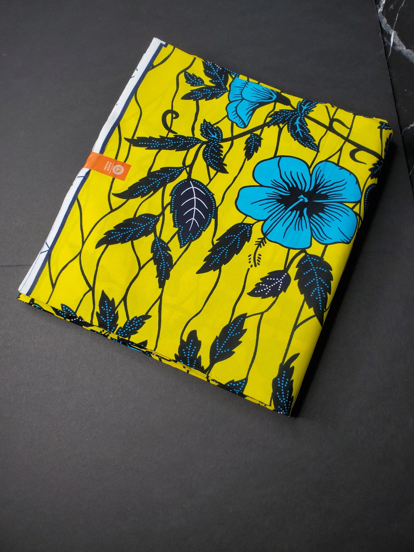 Yellow and Blue African Ankara Fabric