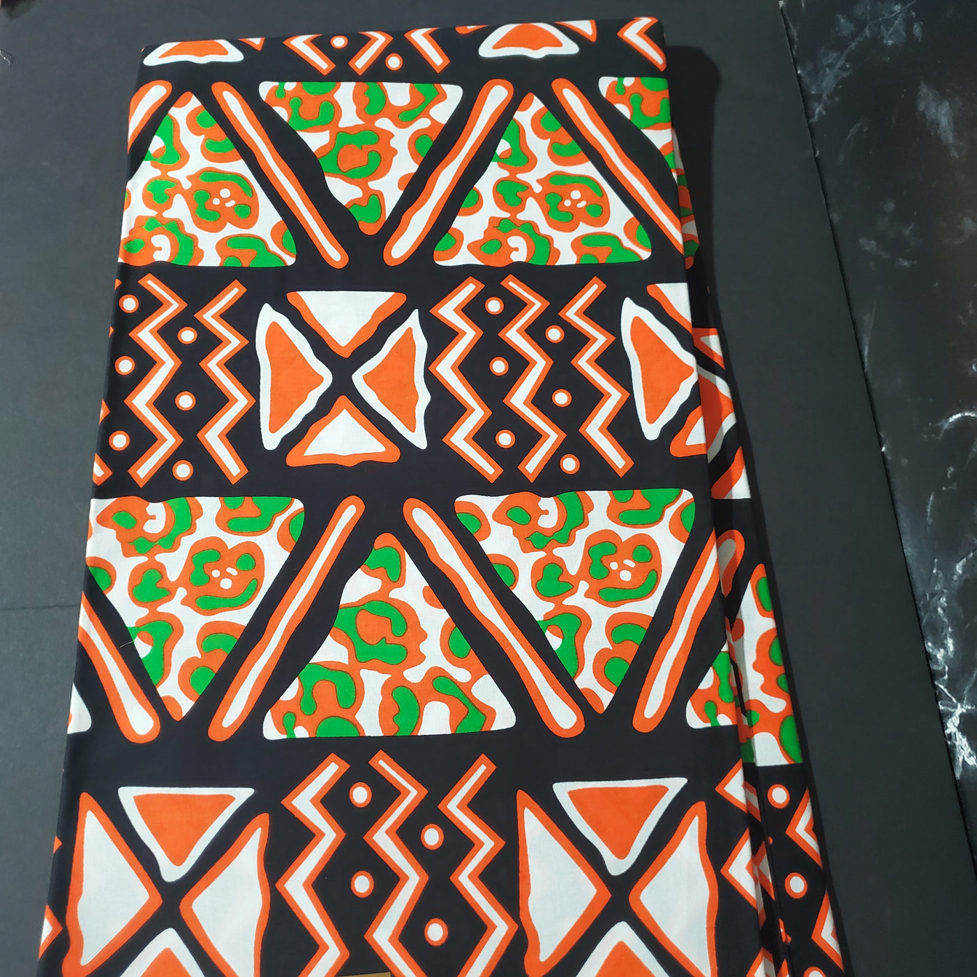 Black and Orange African Ankara Fabric