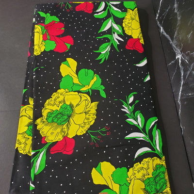 Black, Green and Red African Ankara Fabric