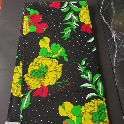 Black, Green and Red African Ankara Fabric