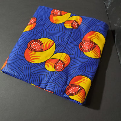 Royal Blue, Orange and Yellow African Ankara Fabric