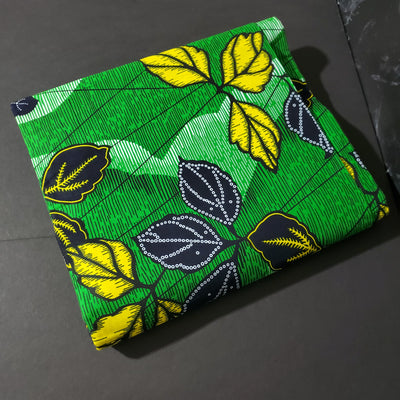 Green and Yellow African Ankara Print Fabric