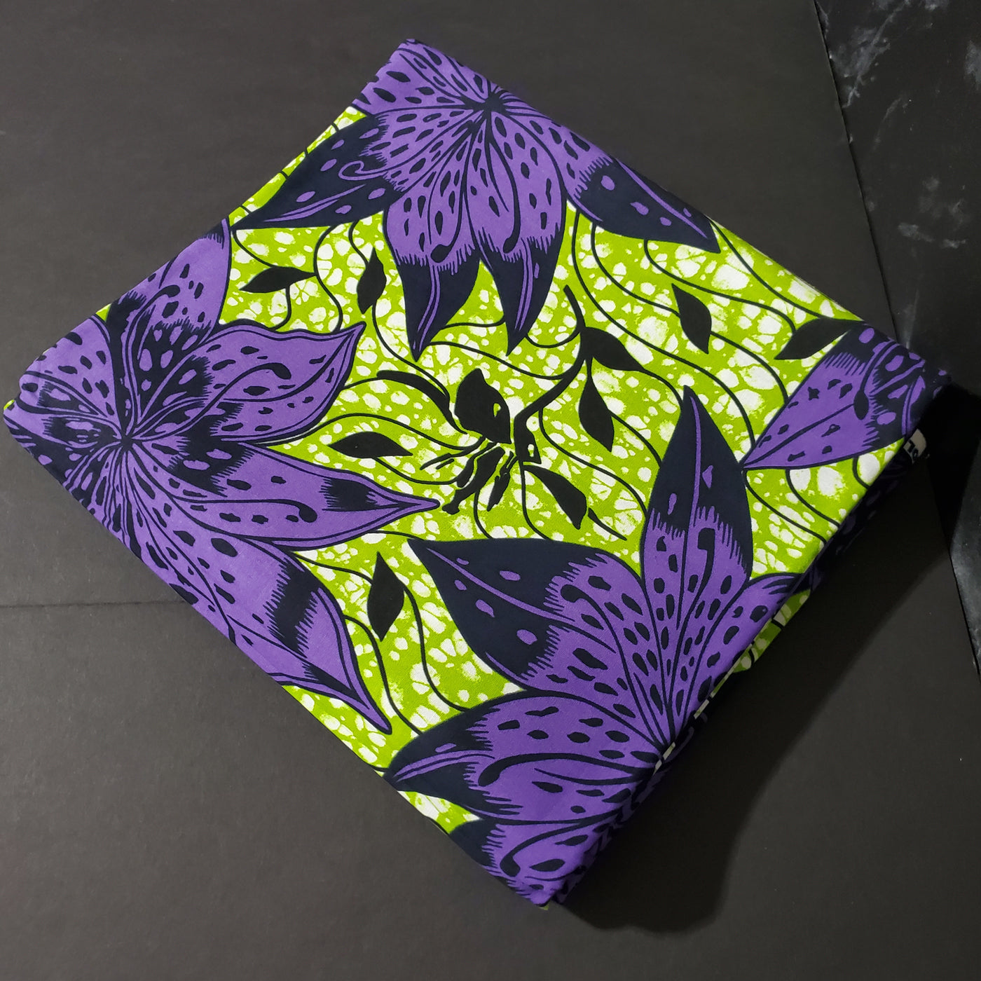 Green and Purple African Ankara Print Fabric