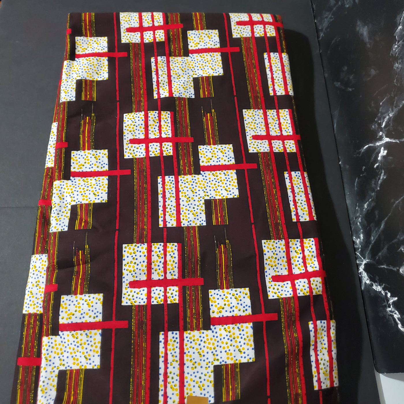 Brown and White African Ankara Print Fabric