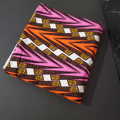 Pink and Orange African Ankara Fabric